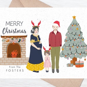 Retrato personalizado da família do cartão de Natal, cartão de Natal personalizado, cartão personalizado, retrato de Natal da família imprimível, impressões de Natal