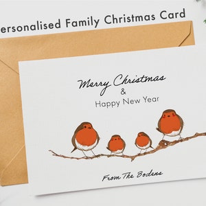 Gepersonaliseerde kerstkaart, aangepaste Robin kerstkaart, Robin familiekaart, gepersonaliseerde kerstkaart, vrolijk kerstfeest, gelukkig nieuwjaar