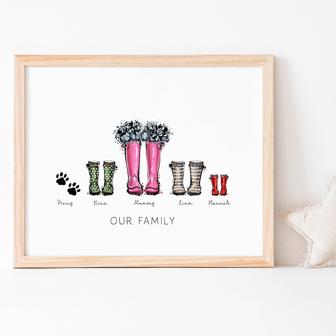 Custom Wellies Personalised Family Wellies Print, Family Welly Print, New Home Gift ...