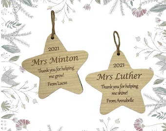 Decorazione a forma di stella in legno personalizzata, regalo di ringraziamento per l'insegnante