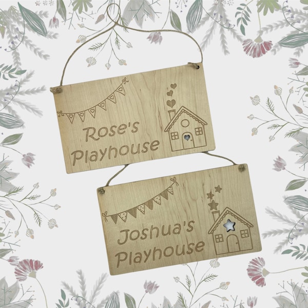 Playhouse pour enfants personnalisé pour garçons et filles, Maison d’été, Panneau de la cabane dans les arbres, Plaque Garden Home, Cadeau de Noël