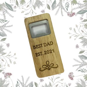 Personalisierter Bierflaschenöffner, personalisierter Flaschenöffner aus Holz für Papas, Grandad, Flaschenöffner Weihnachtsgeschenk, Vatertagsgeschenk