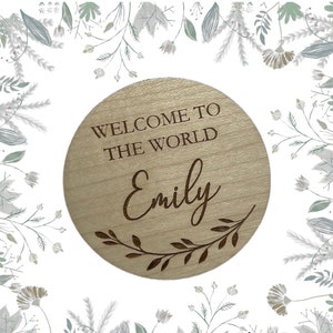 Personalised Welcome To The World, Baby Announcement Sign, Social Media Photo Prop, Engraved Baby Name Plaque, Baby Name Prop, Photo Prop