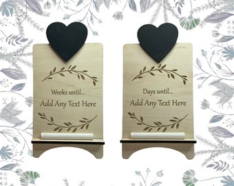 Pizarra de cuenta regresiva personalizada, Placa de tiza de cuenta regresiva independiente, Días de pizarra Semanas Cualquier mensaje de texto Cualquier mensaje