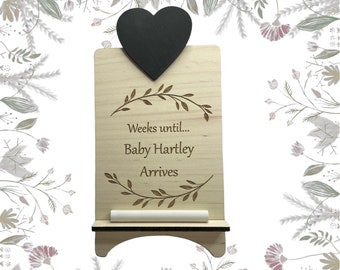 Personalised Baby Arrives Countdown Chalk Board, Free Standing Countdown Chalk Plaque, Chalkboard Days Until Baby Arrives