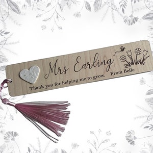 Segnalibro in legno personalizzato, regalo a forma di cuore con semi di fiori selvatici, regalo per gli insegnanti, regalo per la festa della mamma, regalo per il giardinaggio, regalo per libri