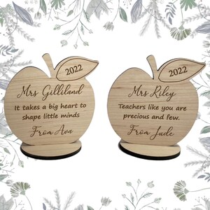 Personalised Standing Apple Teachers Gift, Personalised Gift for Teacher, Personalised Wooden Gift for a Nursery or School Teacher,