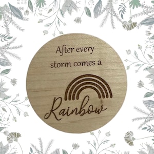 After Every Storm Comes a Rainbow, Baby Announcement Sign, Social Media Photo Prop, Engraved Baby Plaque, Baby Announcement Prop, Photo Prop