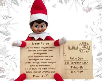 Postal personalizada de llegada de elfos, postal de elfos de Navidad, regalo personalizado de elfos de Navidad, accesorios de elfos traviesos, accesorios de elfos