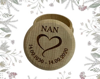 Personalised Small Wooden Trinket Box Human Memorial Remembrance Adult Ashes, Keepsake Urn For Human Ashes, Personalised Keepsake Wooden Urn