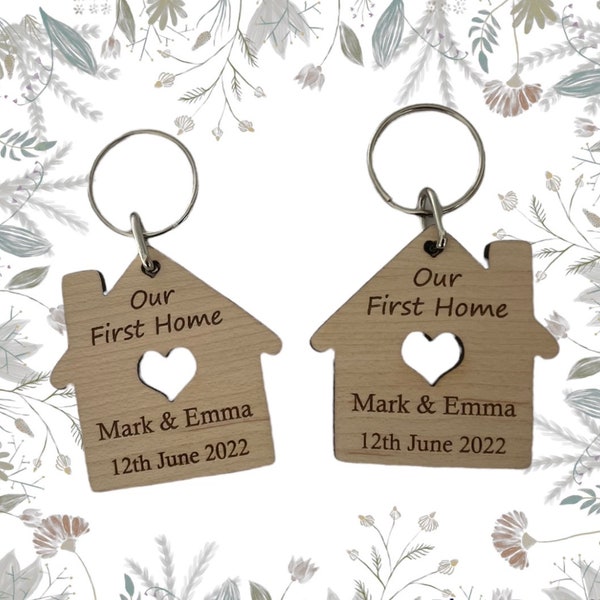 Our First Home Keyring, Moving House, Our First Home, My First Home, Wooden Gift, New Home Gift, New House, Personalised Keyring