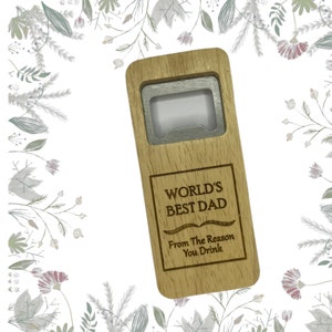 Personalised Beer Bottle Opener, Personalised Wooden Bottle Opener For Dads, Grandad,  Bottle Opener Christmas Gift, Fathers Day Gift