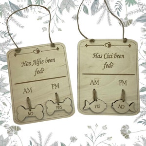 Personalised Wooden Novelty Pet Gift, Engraved with Cats, Tortoise, Dogs, Rabbits Been Fed, Pet Feeding Sign, Pet Accessories