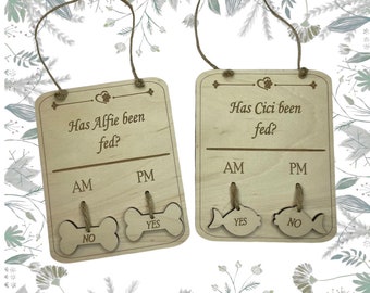 Personalised Wooden Novelty Pet Gift, Engraved with Cats, Tortoise, Dogs, Rabbits Been Fed, Pet Feeding Sign, Pet Accessories