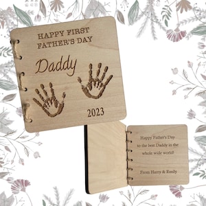 Tarjeta del día del padre de madera personalizada, primer regalo del día del padre, recuerdo del día del padre, cumpleaños de madera personalizado, tarjeta del día del padre