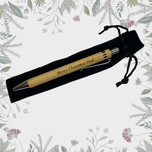 Personalised Engraved Bamboo Pen, Natural Wood Handwriting Pen, Christmas Pen Gift, Christmas Engraved Pen, Personalised Pen  Gift