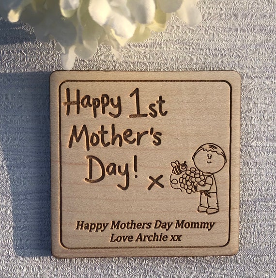 Mothers Day Gift Personalised Word Art Mum and Child Drinks Coaster For Mummy 