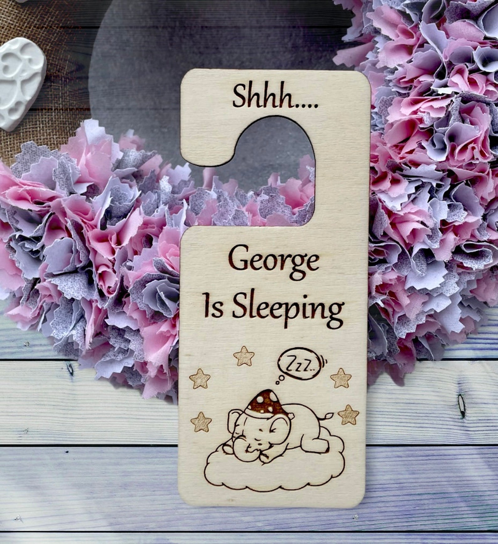 Personalised Baby Sleeping Door Hanger Baby Sleeping Sign Etsy