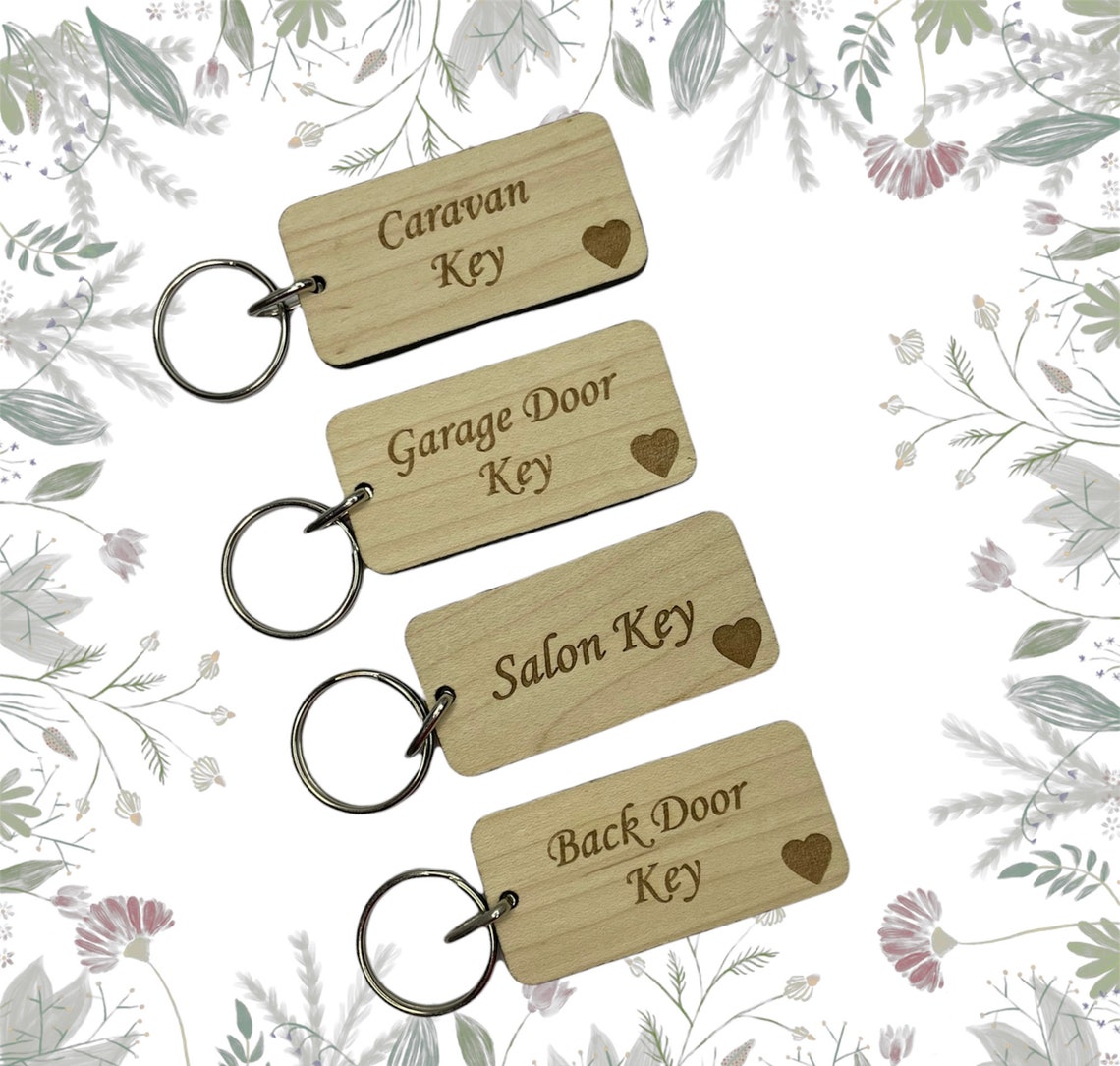 Personalised Key Tags Identification Labels Wooden Engraved - Etsy