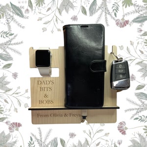 Personalised Docking Station, Wooden Mobile Phone Stand, Bedside Desk Table Organiser, Electronic Stand, Gadget Stand