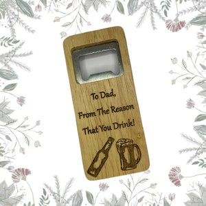 Personalisierter Bierflaschenöffner, personalisierter Flaschenöffner aus Holz für Papas, Grandad, Flaschenöffner Weihnachtsgeschenk, Vatertagsgeschenk
