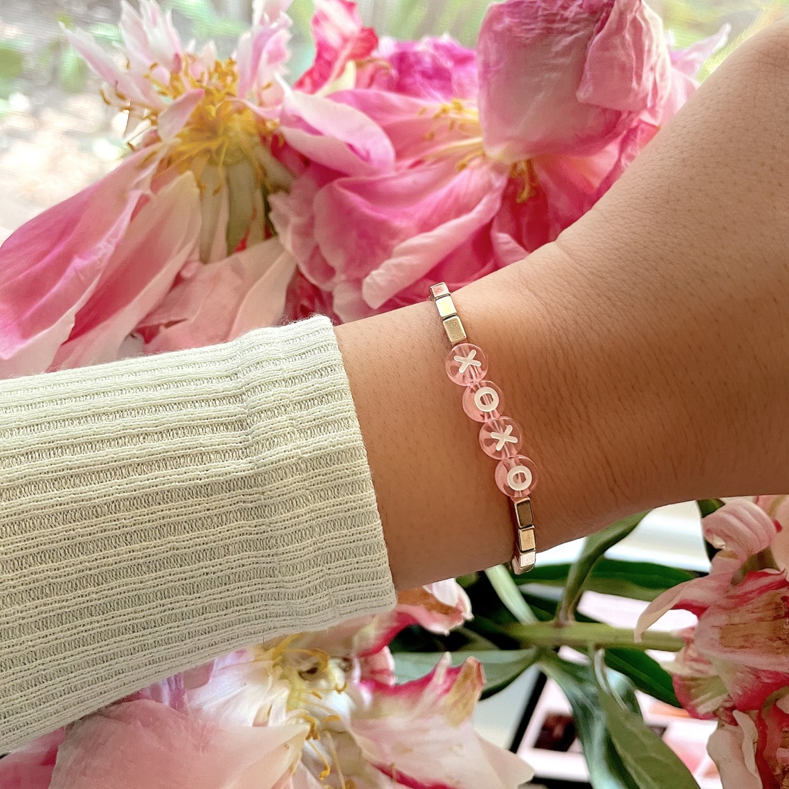 Preppy XOXO Gold Beaded Bracelet Etsy