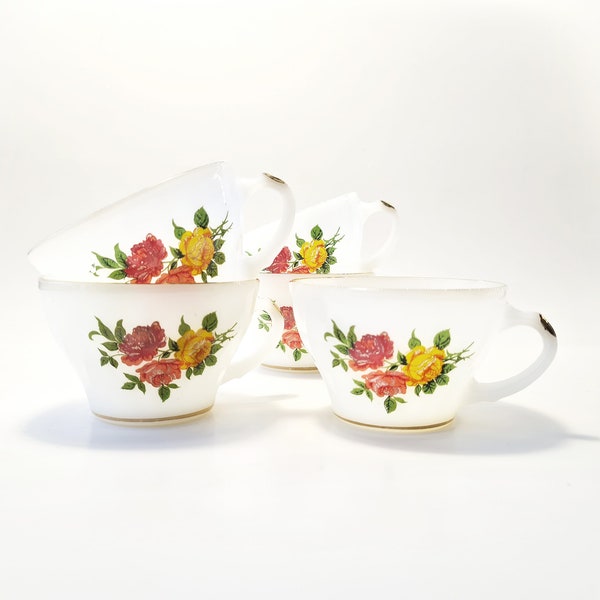 Vintage anker hocking melk glas cup gemaakt in usa floral