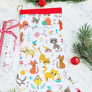 Handmade Traditional Christmas stocking for your cat  Holiday Winter