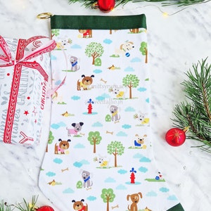 Handmade Traditional Christmas stocking for your dog Holiday Winter
