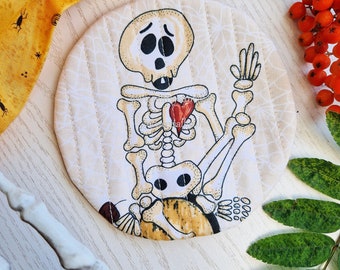 Fabric coasters Handmade Mug rug Fun Halloween