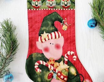 Personalized Handmade Christmas stocking Elf Homedecor December Holiday