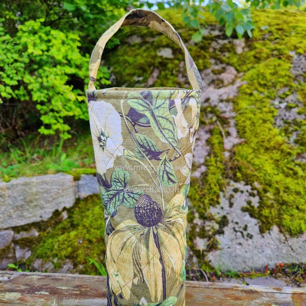 Stoff Geschenk Flaschentasche gepolstert Grüne Blüte Handmade Picknick Stofftasche Feiertagsgeschenk Feier