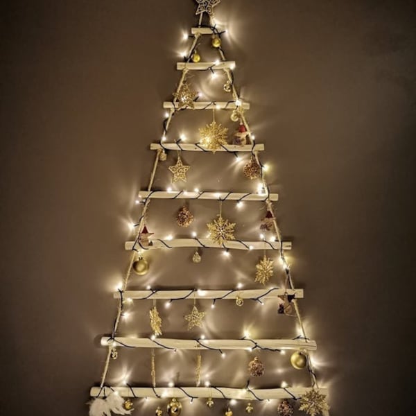 Árbol de Navidad De madera Hecho a mano, decoración de pared.