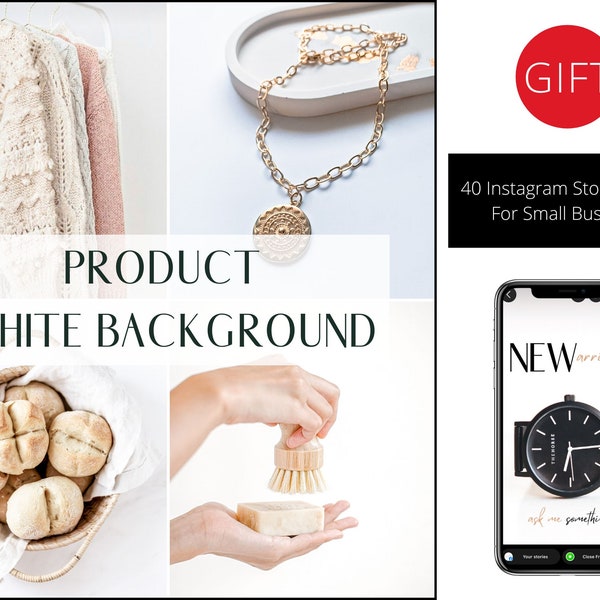 10 PRODUCT Photography WHITE BACKGROUND Lightroom Mobile/Desktop Presets & Free business Instagram Story stickers set for Business Instagram