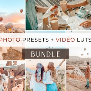 May include: A collage of images featuring hot air balloons, people exploring a landscape, and the text "PHOTO PRESETS + VIDEO LUTs BUNDLE".