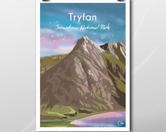 Tryfan |Tryfan Print Wales | National Park | Mount Snowdon Poster | Welsh Mountains | Hiking Gift | Wales Wall Art | Wales Travel Print