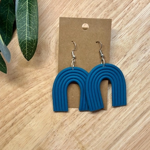Rainbow Arch Dangle Earrings | Handmade Polymer Clay Earrings