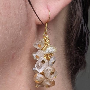 Gold Quartz Cluster Earrings image 4