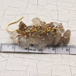Gold Quartz Cluster Earrings image 2