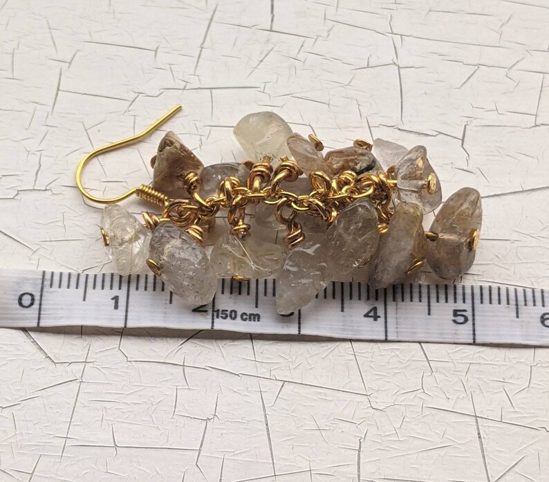 Gold Quartz Cluster Earrings image 2