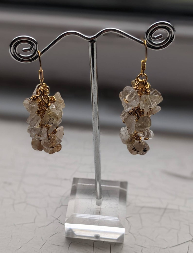 Gold Quartz Cluster Earrings image 3