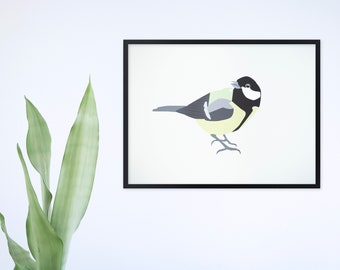 Great Tit Print Green