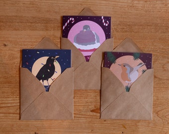 Garden Bird Christmas Cards - Medium Set of 6 or 9