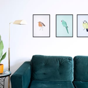 Minimalistic and Colourful Bird Prints - Set of 3