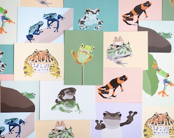 Minimalistic and Colourful Frog Postcards - Set of 10