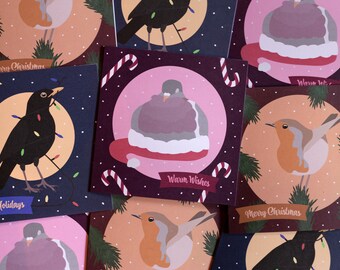 Garden Bird Christmas Cards - Big Set of 15 or 21