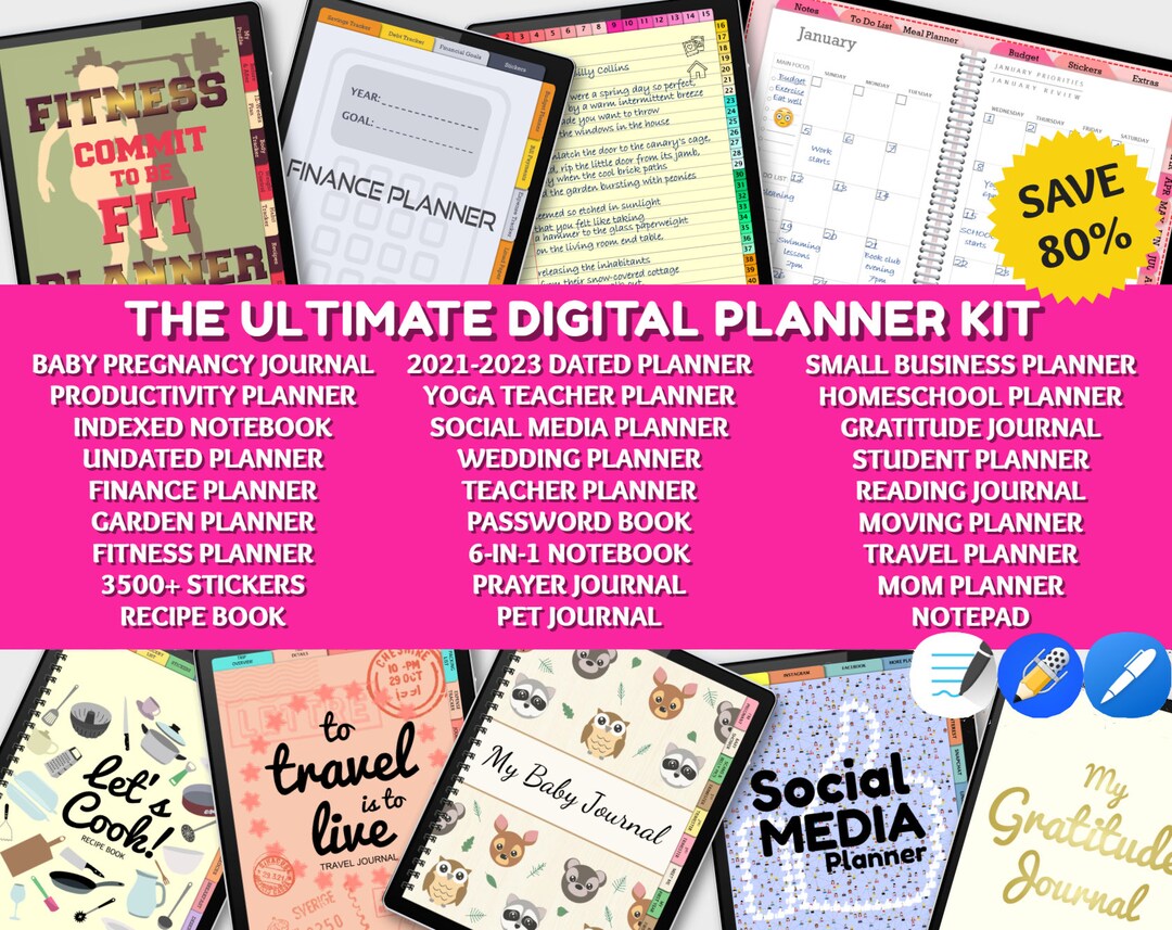 Digital Planner Goodnotes iPad Planner 2021 2022 Undated Etsy