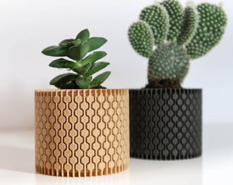 cache-pot plantes vertes et cactus HEXO • objet déco maison • objet design bois • idée cadeau Noël • petit cadeau •