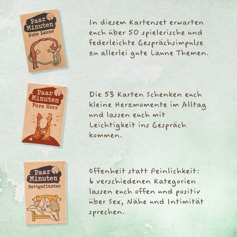 Gesprächskarten für Paare Paarzeit PaarMinuten Dreierpack Geschenkidee für Frauen und Männer zur Hochzeit Jahrestag für Eltern Partner Bild 5