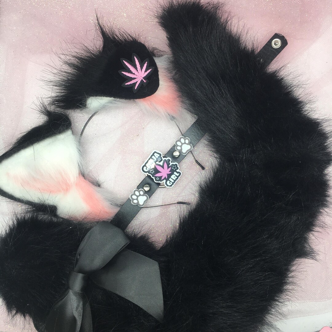 Black / Pink 2 420 Cosplay Kitten Cat Headband Ears Tail Choker Collar Paw Costume Halloween Necklace Fox Wolf Puppy Dog - Etsy